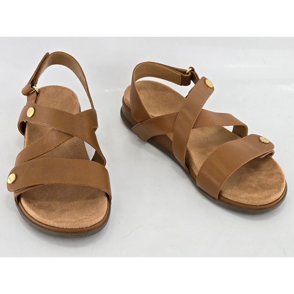 Vionic Cypress Strappy Sandals Womens 8.5 Brown Leather Comfort - Excellent